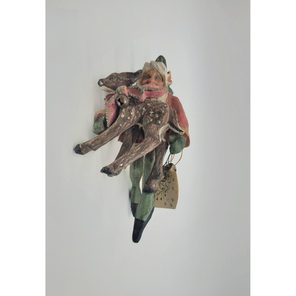 VTG House of Hatten Denise Calla Santa Deer Enchanted‎ Forest Christmas Ornament